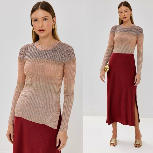 Zimmermann Illustration Mouline Ombre Rib Top Pink Multi US 12 NWT - Picture 1 of 17